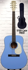 Astrea AS420 Dreadnaught Guitar - Solid Canadian Sitka Spruce Top, Mother of Pearl Binding - Two Tone Blue