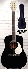 Astrea AS420 Dreadnaught Guitar - Solid Canadian Sitka Spruce Top, Mother of Pearl Binding - Black