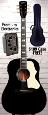 Astrea AS510E Jumbo Dreadnaught Guitar - Electric - Sitka Spruce Top, Mahogany Back and Sides - Black 