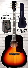 Astrea AS510E Jumbo Dreadnaught Guitar Free Case! Electric-  Sitka Spruce Top, Mahogany Back and Sides - Sunburst