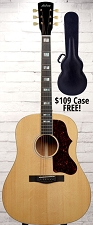 Astrea AS510 Jumbo Dreadnaught Guitar Free Case! Solid Sitka Spruce Top, Mahogany Back and Sides - Natural  