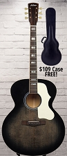 Astrea AS580 Jumbo Flamed Maple Free Case! Solid Canadian Sitka Spruce Top - Blackburst