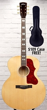 Astrea AS580 Jumbo Flamed Maple Free Case! Solid Canadian Sitka Spruce Top - Natural 