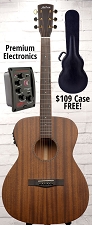 Astrea AS640E OM All Mahogany Guitar Free Case!  Electric- Solid Top, Mahogany Back and Sides - Natural 