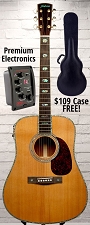 Astrea AS820E Electric  Cedar Top  Free Case! Solid Woods Dreadnaught Guitar -  Abalone Inlays - Natural  