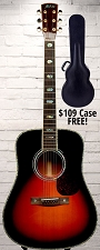 Astrea AS820 Cedar Top  Solid Woods Dreadnaught Guitar -  Abalone Inlays - Sunburst