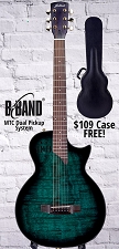 Solid Mahogany Body Acoustic-Electric Dual Pickup Flamed Maple Aqua-Burst Top B-Band MTC