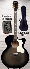 Astrea AS580SCE Jumbo Cutaway Electric Flamed Maple Free Case!  Solid Canadian Sitka Spruce Top - Blackburst