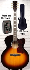 Astrea AS580SCE Jumbo Cutaway Electric Flamed Maple Free Case! Solid Canadian Sitka Spruce Top - Sunburst